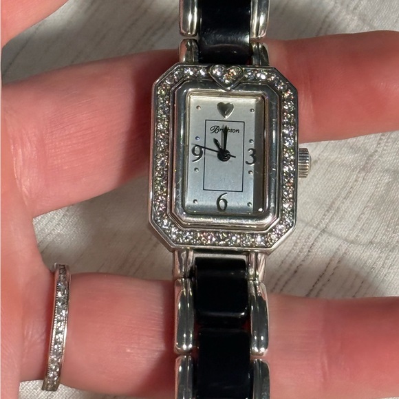 Brighton Accessories - Brighton Encino Crystal Bezel Bracelet Watch Black Silver Japan Quartz